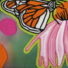 a painting of a butterfly on a flower