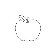 an apple with a leaf on it is shown in black and white, as well as a line drawing