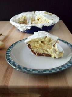 a piece of pie sitting on top of a white plate