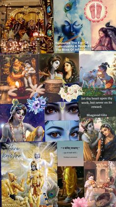 many different pictures are shown in this collage, including the image of hindu deities