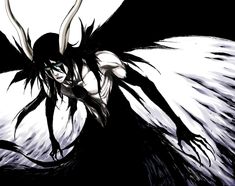 an angel with long black hair and white wings