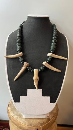 This authentic Mayan jade necklace is crafted by hand and lays flat about 12 inches long. The necklace contains 5 deer antler tips and 38 jade beads. Deer Antler Necklace, Deer Antlers Necklace, Antler Necklace, The Necklace, Jade Necklace, Deer Antler, Deer Antlers, Jade Beads, Antlers