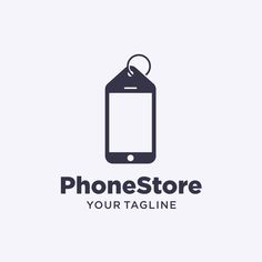 a phone store logo with a tag hanging from it's front and bottom corner