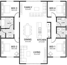 the floor plan for an apartment with three bedroom and two bathroom areas, including one living room