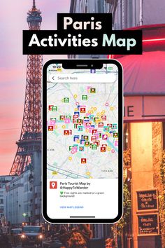 an image of the paris activities map on a cell phone