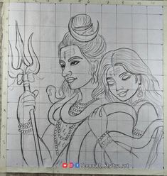 a pencil drawing of two women holding torches