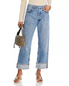 AGOLDE - Fran High Rise Wide Leg Low Slung Cuffed Jeans in Invention Denim Outfits, Clothes, Cuffed Jeans, Jean Outfits, Wide Leg, High Rise, Pick Up, In Store, Buy Online