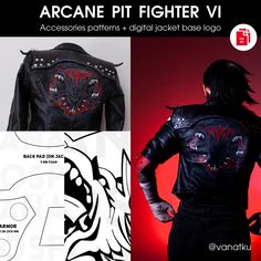 Please read the description before purchasing. This listing is for a digital patterns bundle and digital dogs base logo (with black-white colors) on the jacket to make the accessories with EVA foam and jacket back paiting for Pit Fighter/Emo Vi from Arcane 2 series. This is a digital PDF download, NOT a physical product. After your purchase you can directly download your files. Even if you have the patterns, some basic crafting skills are recommended. Eveything is written entirely in English. The set includes: - PDF file with accessories patterns (bracelet base, knee armor and back pad + triangles for jacket) - PDF file with original digital design dogs - PDF files with dogs logo (with black-white colors) to assist in the jacket painting process, available in a few sizes: * 32x28cm * 30x26 Vi Arcane Workout, Vi Arcane Jacket, Arcane Vi Cosplay, Pit Fighter Vi, Jinx Arcane Season 2, Vi Jacket, Emo Jacket, Pit Fighter, Digital Logo Design