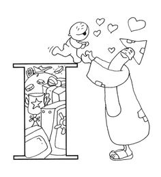 the letter i is for jesus coloring page with an image of a person holding a baby