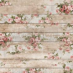 an old wooden wall with pink roses on it