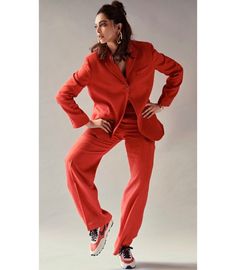 Deepika Padukone Slays In An All Red PantSuit For The Chhapaak Promotions - HungryBoo Deepika Padukone, Deepika Padukone Latest, Red Pantsuit, Dipika Padukone, Deepika Padukone Style, Indian Movies, I Love Girls, Bollywood Celebrities