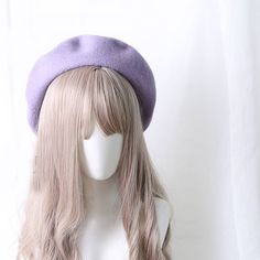 Option: Pink Purple White Khaki Camel Grey Yellow Diameter Length(cm)(inch) 56-58/22.04-22.83 Purple Beret, Fluer De Lis, Purple Hats, Pastel Purple, Light Purple, Pink Purple, Camel, Purple, Yellow