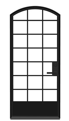 an open black door on a white background