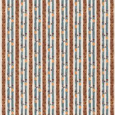 an orange and blue striped wallpaper with small circles on the bottom, in various colors