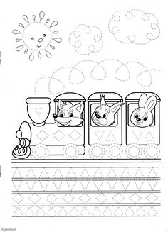 a train with animals on it coloring page