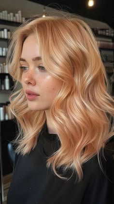 Blonde Envy: 30 Stunning Hair Color Ideas for Your Most Glamorous Year Yet Shade Of Blonde, Copper Blonde Hair, Blonde Hairstyle, Blonde Actresses, Strawberry Hair, Peach Hair