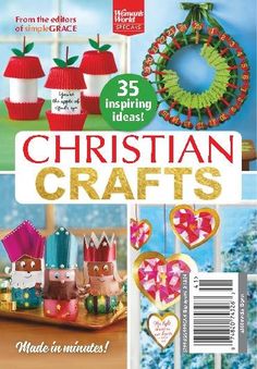 the front cover of crafts magazine, with pictures of christmas decorations and ornaments on it