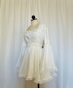 90s All White Outfit, Short Coquette Dress, White Lace Babydoll Dress, White Babydoll Dress Lace, Recital Dress Voice, Short White Vintage Dress, Layered White Dress, 70s Babydoll Dress, Vintage Graduation Dress