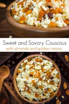 sweet and savory couscous with almonds and golden raisins