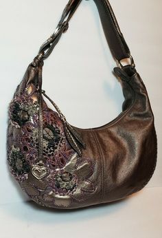 BRIGHTON FABIOLA 3D APPLIQUE MASTERPIECE FLORAL EMBROIDERED SHOULDER HANDBAG$450 | eBay 3d Applique, Brighton Bags, The Bag, Shoulder Handbag, Shoulder Handbags, Brighton, Handbags, Floral