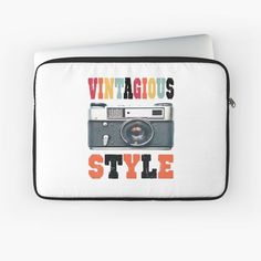 a laptop sleeve with an old camera on it