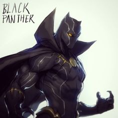 a drawing of a black panther standing in front of a white background with the words black panther on it