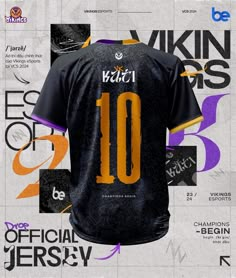 an image of a soccer jersey with the number ten printed on it and other sports related items