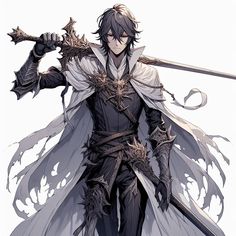 an anime character holding two swords in his hands