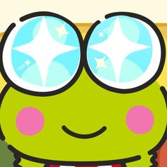 a green frog with big eyes and stars on it's head, wearing sunglasses