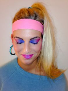 Eighties makeup by me! 80s Theme Party Outfits, 80s Makeup Looks, 80’s Makeup, 1980s Makeup, Disney Nail Art