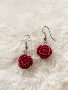 These cute roses are made out of clay! Hypoallergenic✨ Cute Roses, Cute Rose, Rose Earrings, The Rose, Making Out, Roses, Collage, Trending Outfits, Unique Jewelry