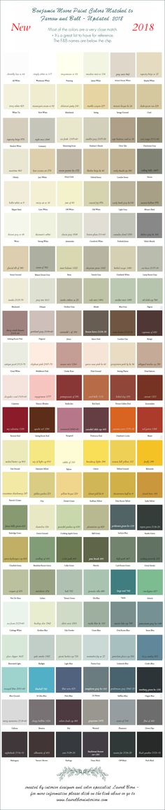 the color chart for different shades of paint