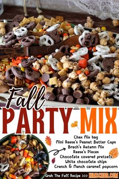 an advertisement for a fall party mix