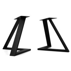 two black metal stands on white background