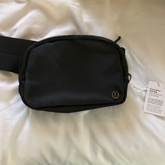 Nwt Lululemon Belt Bag Black Belt Bag Aesthetic, Lululemon Belt Bag Black, Lulu Lemon Belt Bag, Bag On Shoulder, Lululemon Belt Bag, Bday Wishlist, Bag Aesthetic, Aesthetic Black, Bags Aesthetic