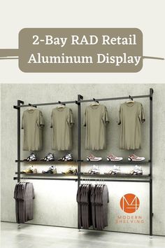 RAD Retail Aluminum Display Retail Clothing Display, Retail Wall Displays, Retail Store Layout, Clothing Store Displays, Clothing Store Interior, Clothing Store Design, Store Design Boutique, Clothing Displays, Store Layout