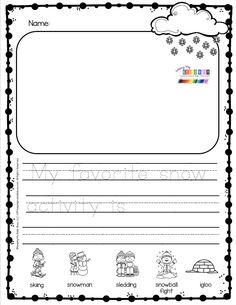 a snow themed writing paper with the words'my favorite snow activity is written on it