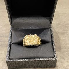 Brand New Mens 10k Real Gold Square Nugget Ring Sold : 1 Piece Available 1 Pieces Dimension : 14 Mm X 14mm Stamped : 10k Weight : 3.3 Grams Gift Box Included Mens Gold Nugget Ring, Formal 14k Gold Nugget Signet Ring, 14k Gold Nugget Signet Ring For Anniversary, Gold Nugget Cluster Ring In 14k, Yellow Gold Nugget Cluster Ring For Anniversary, 14k Gold Nugget Diamond Ring, Gold Nugget Signet Ring Stamped 14k, Man Gold Ring, Nugget Rings