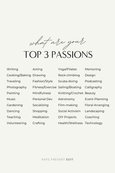 personal development top three passions Job Inspiration, Find My Passion, Personal Improvement, Confidence Tips, Your Values