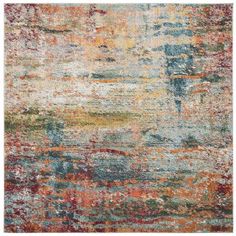 an abstract rug with multicolored colors