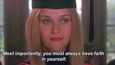 a woman wearing a graduation cap and gown with the caption most importantly, you must always have faith in yourself