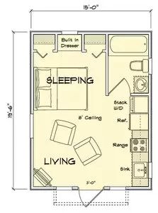 the floor plan for a small cabin