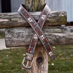 Hand Carved Western Artisan Belt with White Flowers and Turquoise Accents Functional Wardrobe, Tooled Leather Belts, Turquoise Accents, Color Accents, Western Belt, Belt Design, Hand Tooled Leather, Western Belts, Tooled Leather