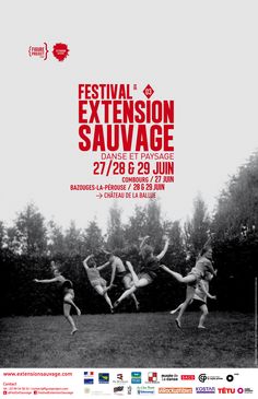 the poster for festival extension sauvage is shown in black and white with red lettering