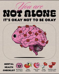 Self Care Posters Aesthetic, You Are Not Alone, Mental Health Poster, Wow Photo, Picture Collage Wall, Be Okay, Photo Wall Collage, It's Okay