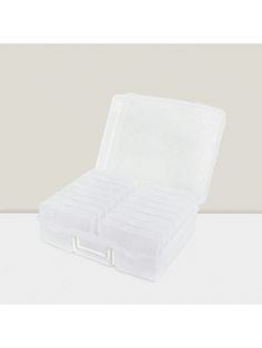 a plastic storage box with four compartments