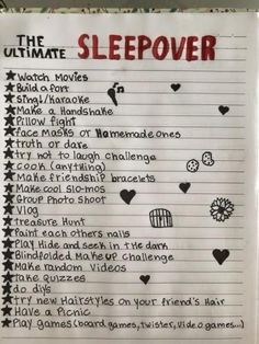 the ultimate sleepover list for kids to play with in their bedroom or dorm room