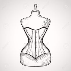 a drawing of a woman's corset on a mannequin dummy