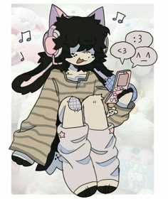 an anime character holding a cell phone in her hand