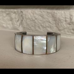 Silver Inlaid Mother-Of-Pearl Cuff. Absolutely Gorgeous. Fits Wrist Up To 7 1/2”. Pearl Cuff Bracelet, Pearl Cuff, Womens Jewelry Bracelets, Cuff Bracelet, Mother Of Pearl, Cuff, Womens Sizes, Women Jewelry, Bracelet